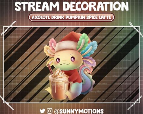 Animated Stream Decoration Aesthetic Rainbow Axolotl Drink Pumpkin