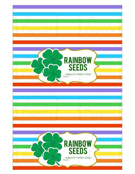 Instant Download St Patricks Day Treat Bag Tags Rainbow Seeds