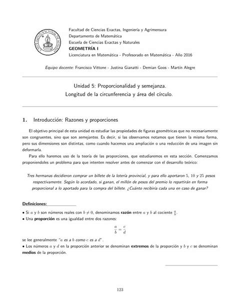 PDF Unidad 5 Proporcionalidad Y Semejanza Longitud De La Vittone