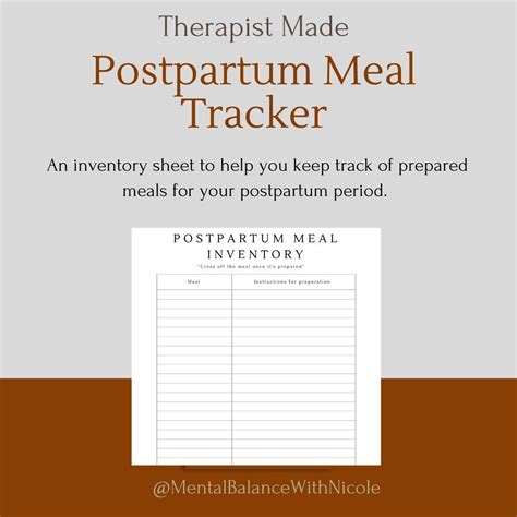 Postpartum Meal Planer Frozen Meal Inventory Printable Etsy