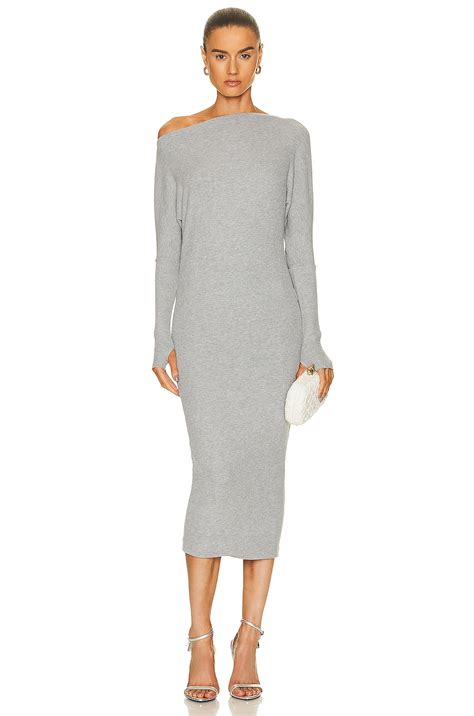 Enza Costa Knit Slouch Sweater Dress In Heather Grey Fwrd