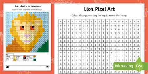 Free Lion Pixel Art Template Lehrer Gemacht Twinkl