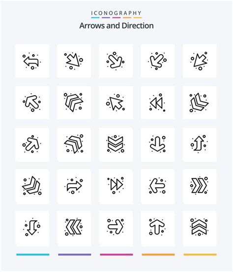 Pacote de ícones creative arrow 25 outline como seta para baixo à