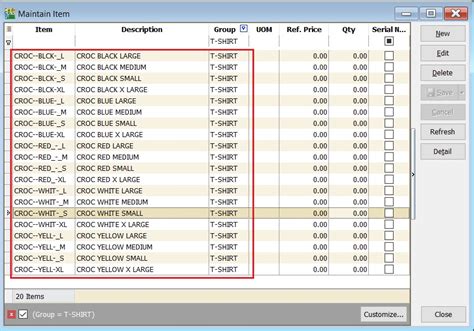 Maintain Stock Item Matrix Profile Estream Software