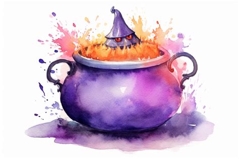 Watercolor Halloween Witch Pot By mamimo shop | TheHungryJPEG