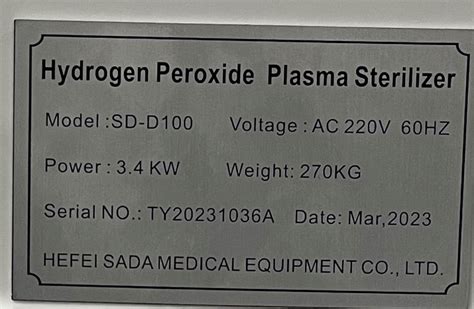 H2o2 Hydrogen Peroxide Low Temperature Plasma Sterilizer Sada Medical