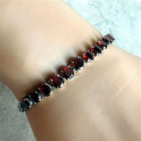 Vintage Garnet And Sterling Silver Hand Crafted Bracelet 11 Etsy