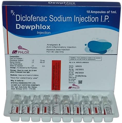 75mg Diclofenac Sodium Injection I P At 19 8 Vial Diclofenac Sodium