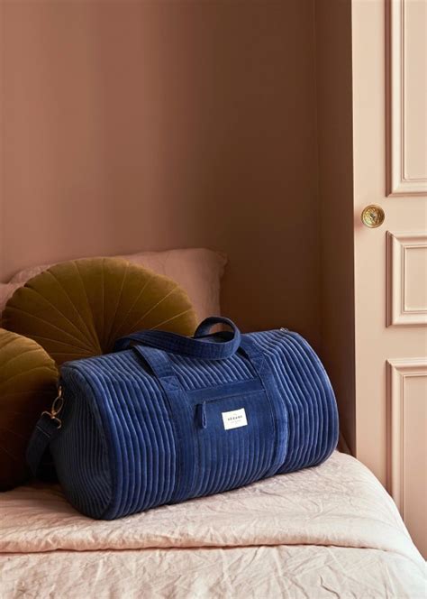 Bowling Bag Matelass Velours Bleu Textile Velours S Zane