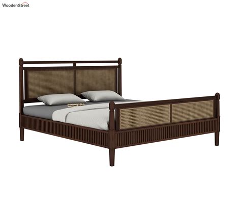 Buy Soho Teak Wood Cane Bed Queen Size Walnut Finish Online In India