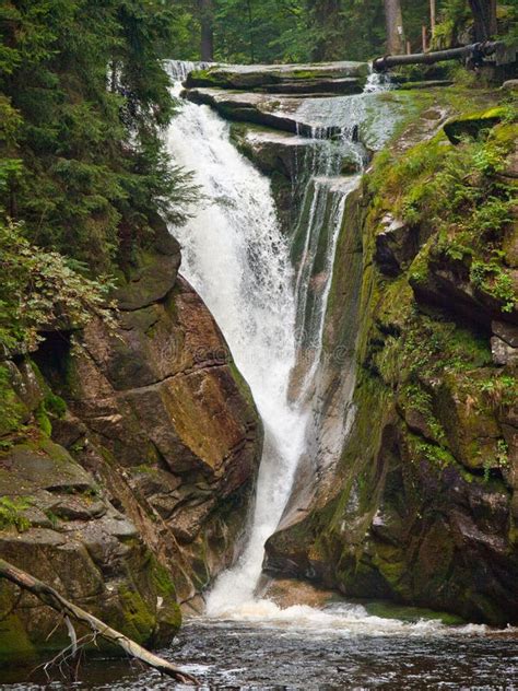 Szklarka Waterfall In Karkonosze Mountains Stock Photo Image Of Rock