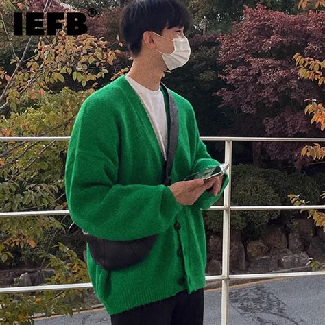 Iefb Cardigan Men S Sweater V Neck Autumn Winter Korean Fashion Loose