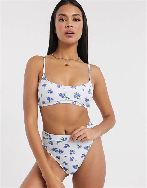 Missguided Góra Od Bikini Z Dekoltem W Kształcie Litery U I Kwiatowym