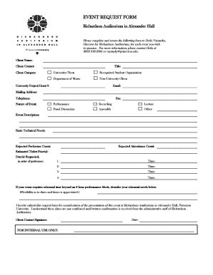 Fillable Online Princeton EVENT REQUEST FORM Princeton University