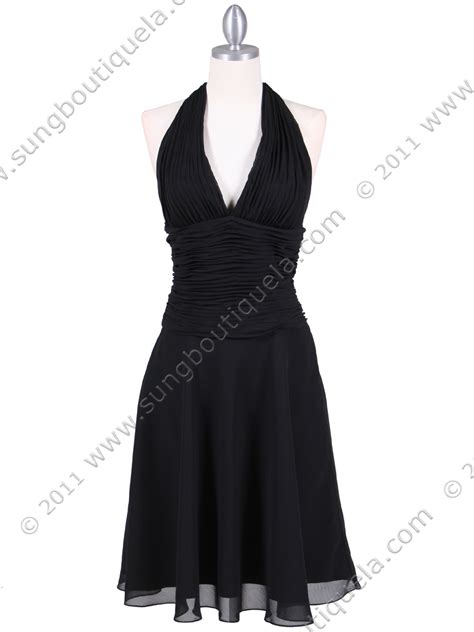 Black Chiffon Halter Cocktail Dress Sung Boutique La