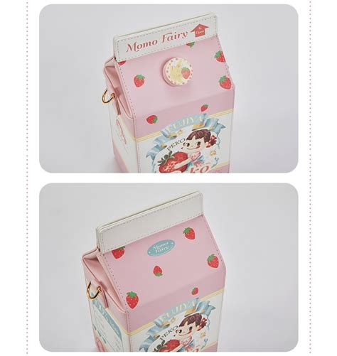 Pink Peko Strawberry Pattern Milk Box Crossbody