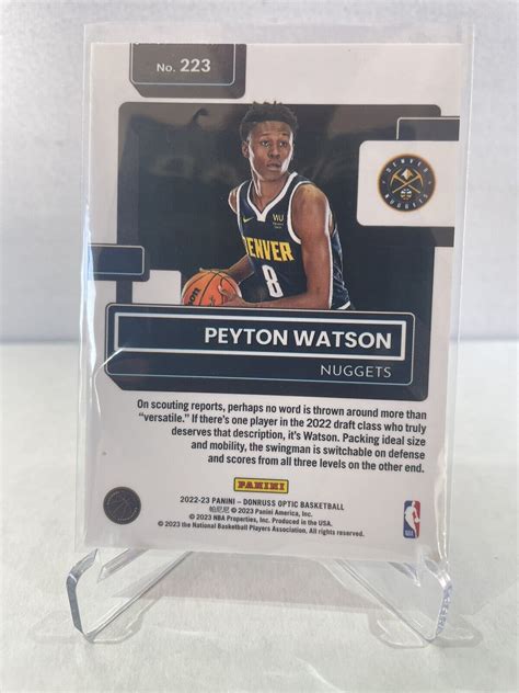 Peyton Watson RC Rated Rookie 2022 23 Donruss Optic NBA Denver