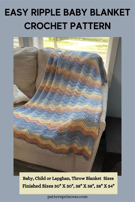 Easy Ripple Baby Blanket Crochet Pattern Pattern Princess