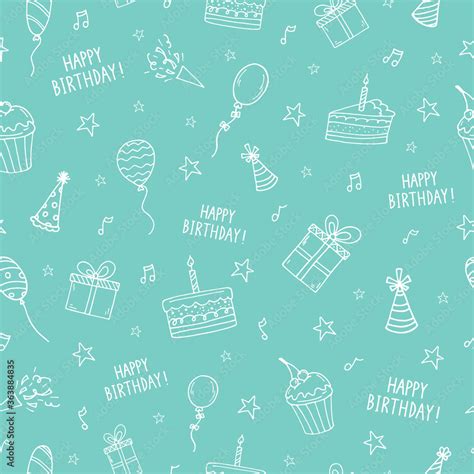 Hand Drawn Seamless Pattern With Birthday Elements Celebratory