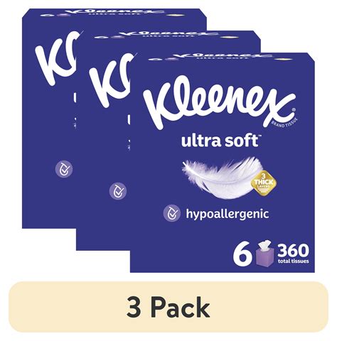 3 Pack Kleenex Ultra Soft Facial Tissues 6 Cube Boxes