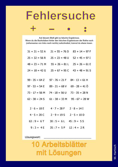 Fehlersuche Plus Minus Mal Geteilt Aufgaben Unterrichtsmaterial