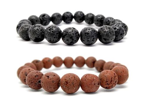 Black Red Lava Bracelet Set Volcanic Eruption Essential Oil Etsy