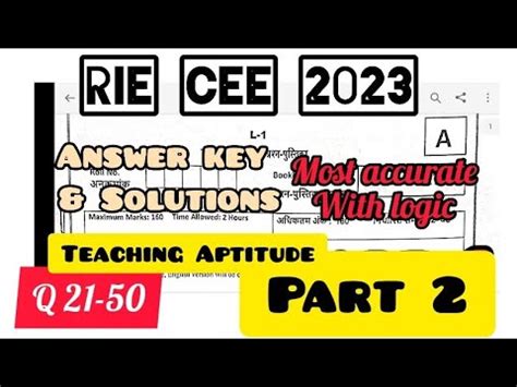 RIE CEE 2023 TEACHING APTITUDE LIVE DISCUSSION LEVEL 1 YouTube