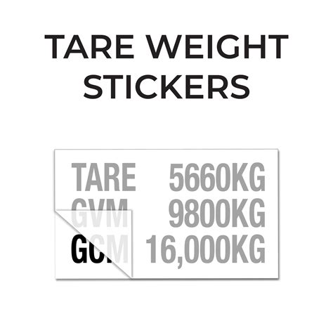 Truck / Heavy Vehicle Tare Weight Cut/Transfer Stickers - Stickerman Australia