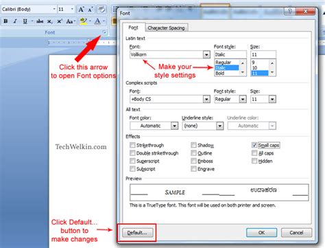 How To Change Default Font In Ms Word