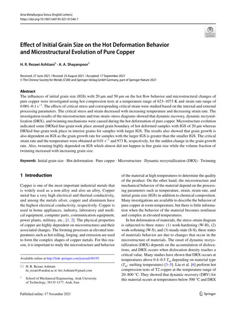 Pdf Effect Of Initial Grain Size On The Hot Deformation Behavior And