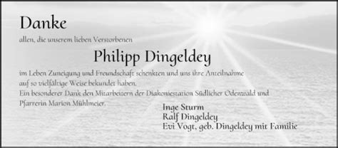 Traueranzeigen Von Philipp Dingeldey Trauerportal Ihrer Tageszeitung