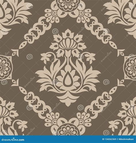 Seamless Vintage Damask Wallpaper Stock Vector Illustration Of Leaf