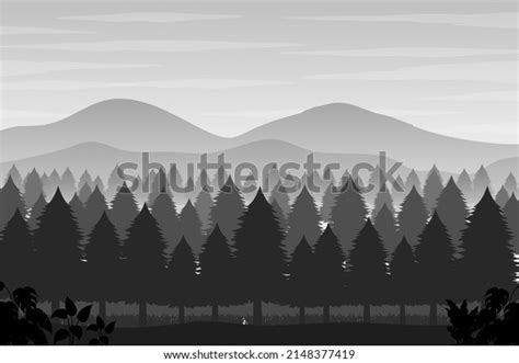 Silhouette Shadow Forest Scene Illustration Stock Vector Royalty Free