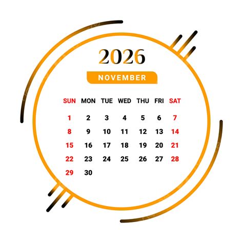 Kalender Bulan November Desain Unik Kuning Dan Hitam Vektor