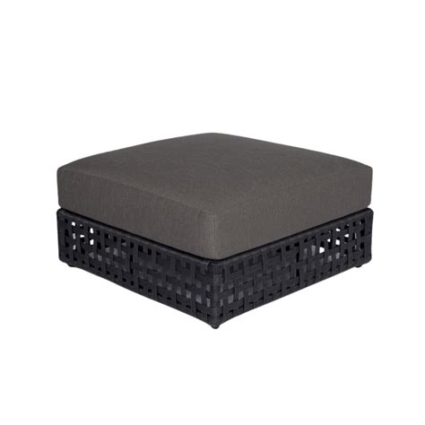 Logan Black Outdoor Wicker Ottoman Design Warehouse Nz