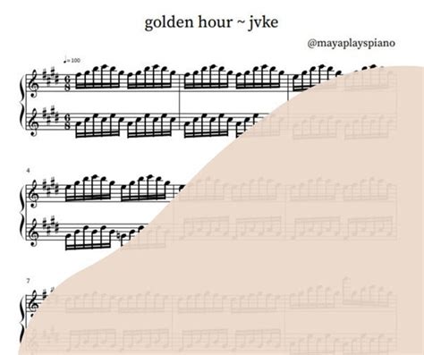 Golden Hour Jvke Piano Sheet Music Etsy