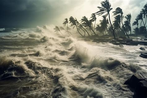 Premium Ai Image Photo Typhoon Ocean Beach Natural Disaster Hurricane