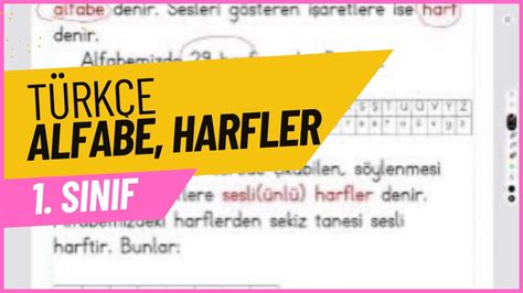 1 SINIF TÜRKÇE DERSİ ALFABE HARFLER ÜNLÜ ÜNSÜZ HARFLER SESLİ VE