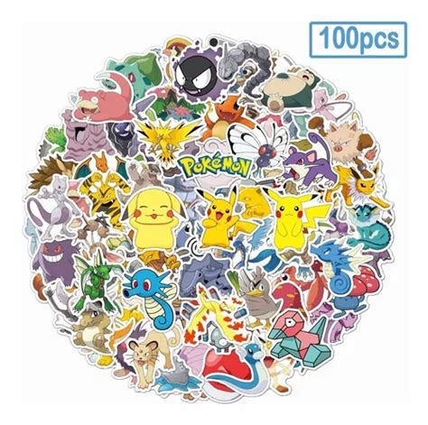 100 Stickers Anime Manga Pokemon Calcomanías Pegatina Kawaii Envío Gratis