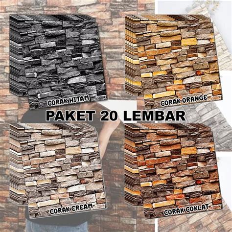 Jual Promo Paket Lembar Wallpaper Stiker D Modern Foam Batu Bata