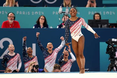 Simone Biles Usa Win Gold Medal In Womens Team Gymnastics At Paris