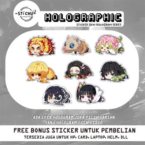 Jual Stiker Sticker Hologram Demon Slayer Untuk Hp Laptop Helm Botol