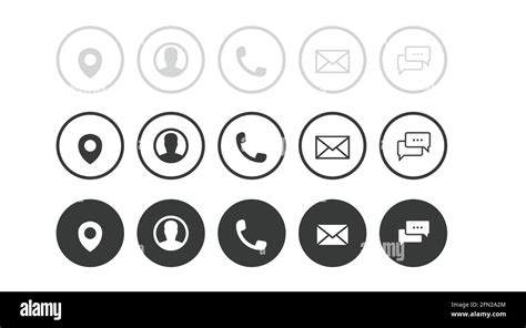 Contact Icon Set Black And White Illustration Of Differente Contect