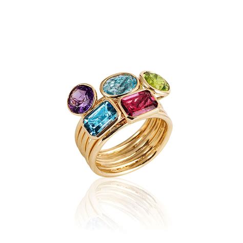 Gossip Multicolour Gemstone Cluster Ring Goshwara The Jewellery Editor