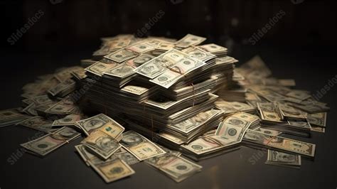 An Image Reveals Piles Of Dollar Bills Lying On A Black Surface