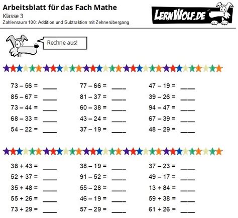 Mathe Klasse Zehner Bergang Grundschule Nachhilfe De Arbeitsblatt