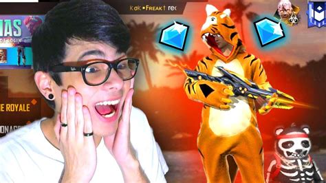 NOVO DINO TIGRE GASTEI DIAMANTES NO SUPERMERCADO DO FREE FIRE MEU