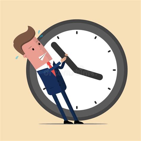 Hombre De Negocios Que Intenta Parar El Tiempo Ejemplo Plano Del Vector