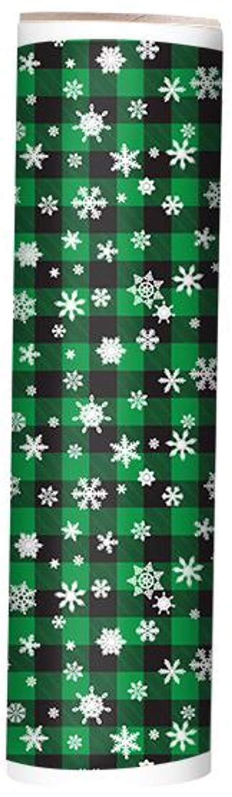 Snowflake Buffalo Plaid Green Adhesive Vinyl Pattern Heat Transfer