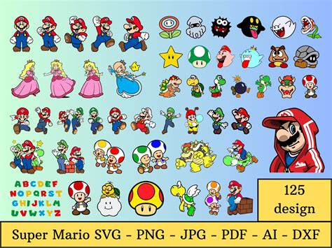 Super Mario Svg Mario Svg Bundle Mario Set Mario Characters Svg Cut